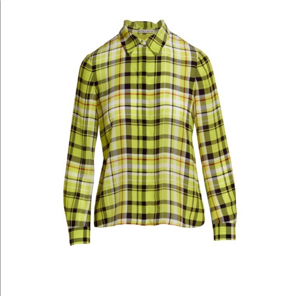 Alice + Olivia Tops - NWT- Alice+ Olivia Willa silk plaid shirt size S